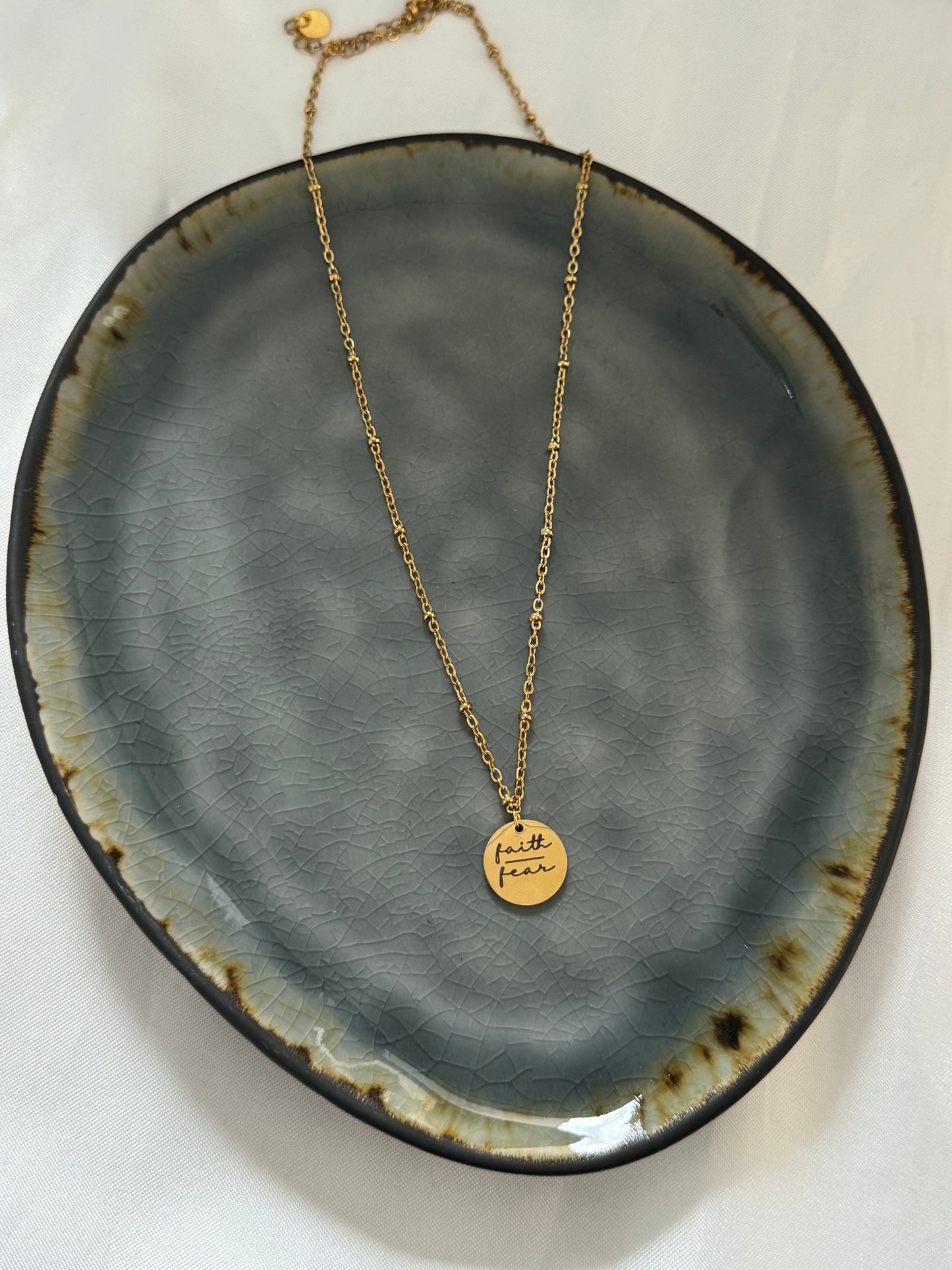 Faith | Fear ketting - goud/zilver