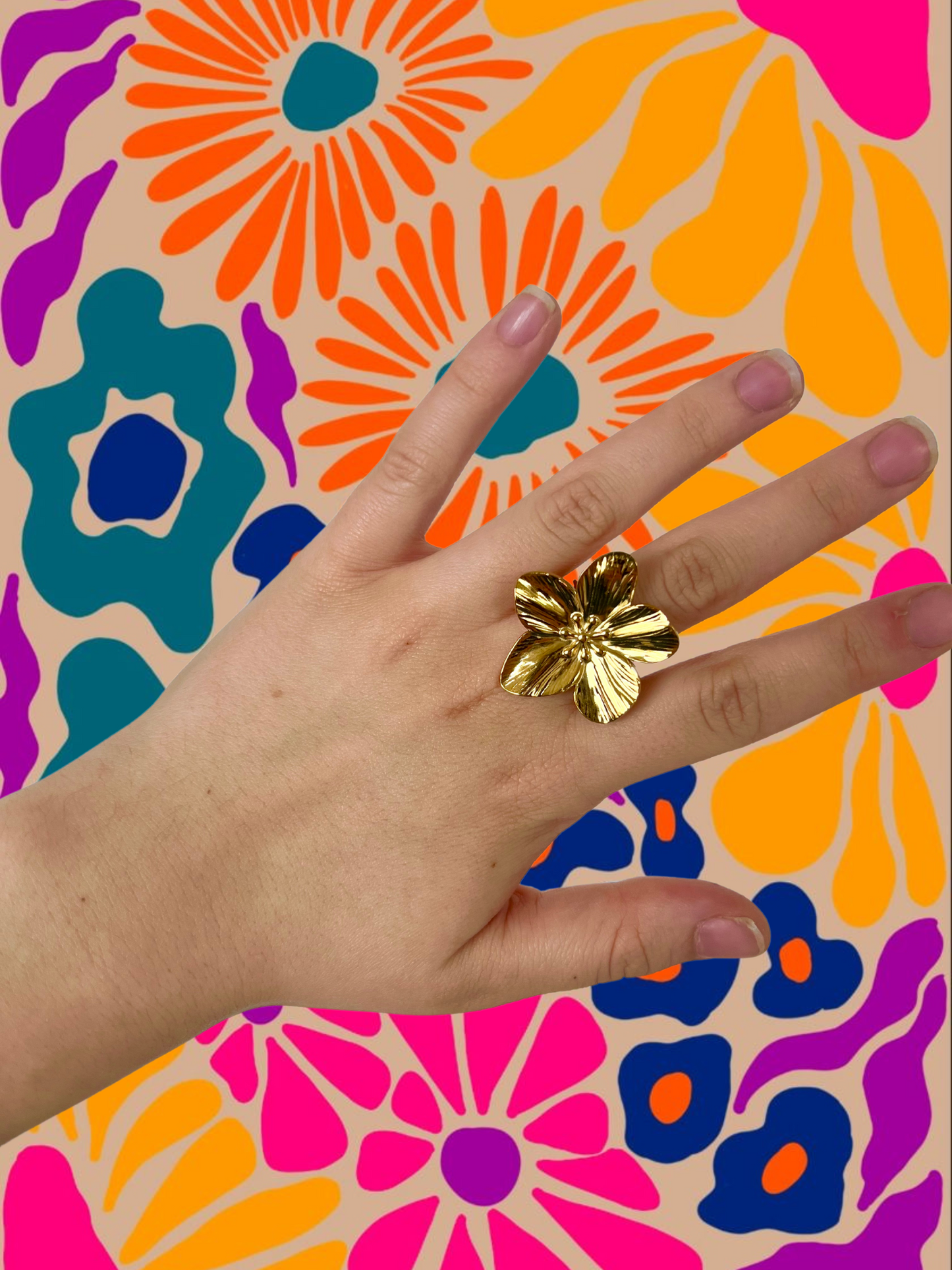 ‘BIG FLOWER’ ring - goud